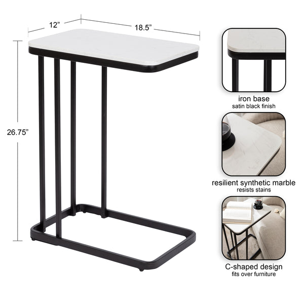 Kate & Laurel Credele Cultured Marble And Metal Accent C-Table