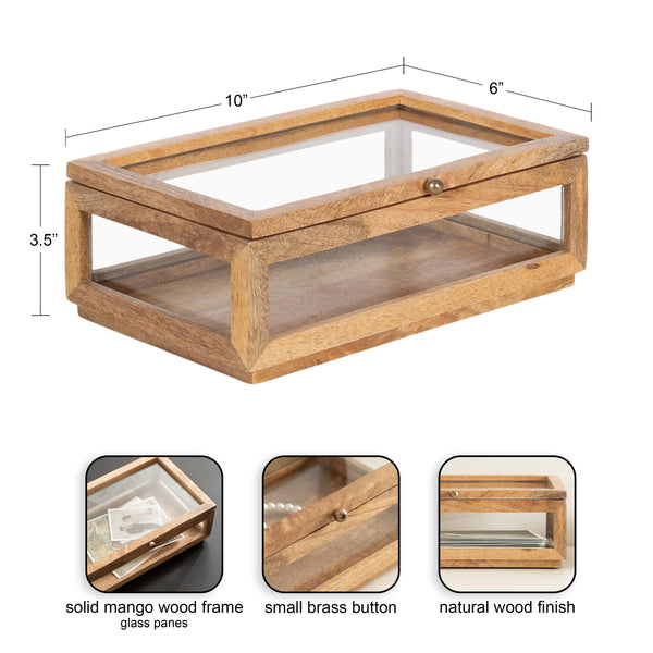 Kate & Laurel Curiel Decorative Wood And Glass Storage Box