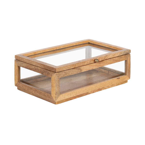 kate & laurel Curiel Decorative Wood and Glass Storage Box
