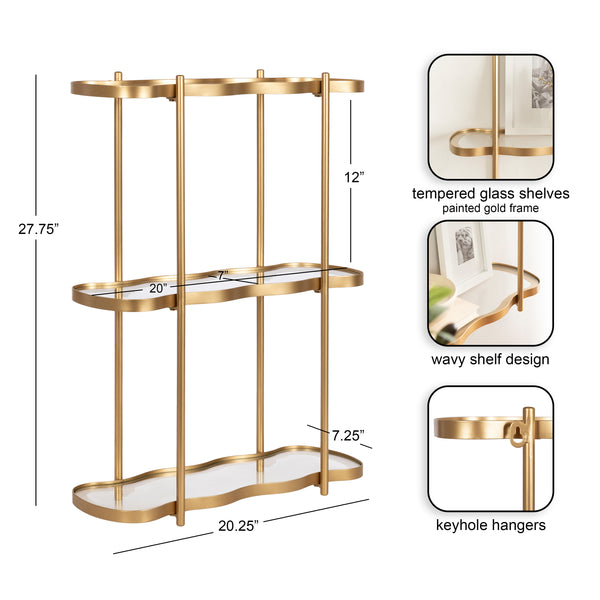 Kate & Laurel Curventi Tiered Wall Shelf Glass And Metal