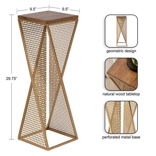 Kate & Laurel Elita Wood And Metal Pedestal Tea Table