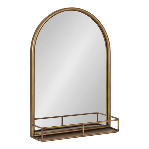 kate & laurel Estero Metal Framed Arch Wall Mirror with Shelf