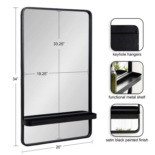 Kate & Laurel Estero Wall Rectangle Mirror With Shelf