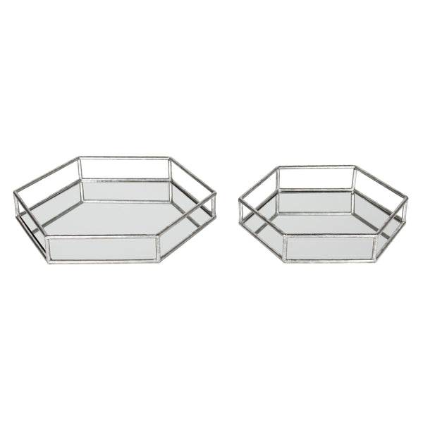 Kate & Laurel Felicia Nesting Metal Mirrored Decorative Trays