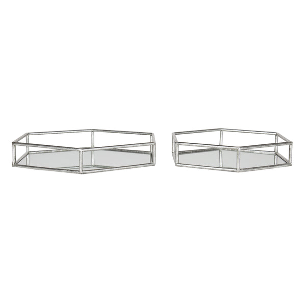 Kate & Laurel Felicia Nesting Metal Mirrored Decorative Trays