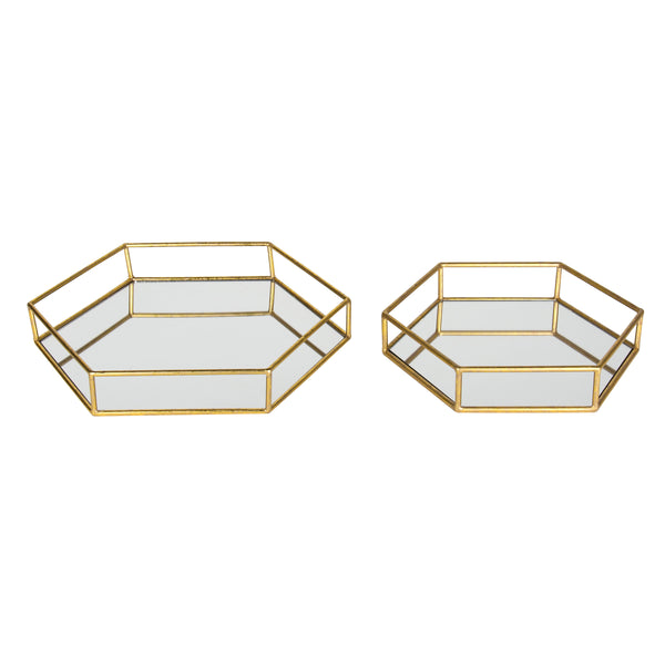 kate & laurel Felicia Nesting Metal Mirrored Decorative Trays