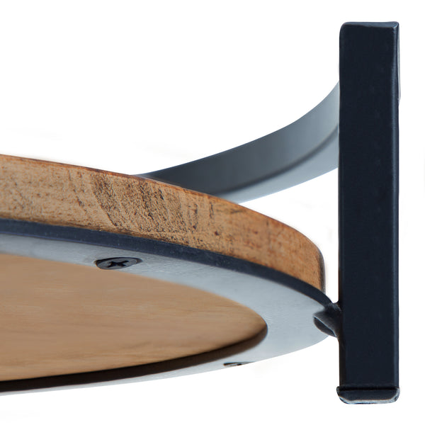 Kate & Laurel Ficher Wood And Metal Round Decorative Tray