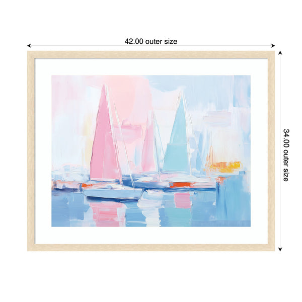 Kate & Laurel Framed Art Abstract Sailboat Harbor Landscape By The Creative Bunch Studio