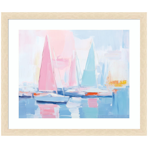 Kate & Laurel Framed Art Abstract Sailboat Harbor Landscape By The Creative Bunch Studio