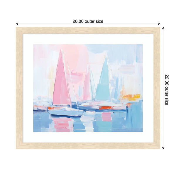 Kate & Laurel Framed Art Abstract Sailboat Harbor Landscape By The Creative Bunch Studio