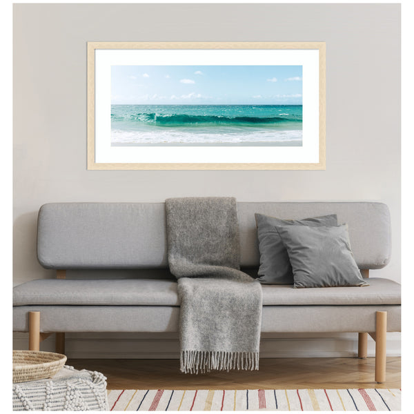Kate & Laurel Framed Art Beach Ocean Day Over Blue Clear Waters By Alicia Abla