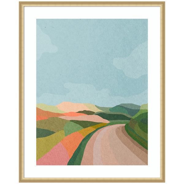 Kate & Laurel Framed Art Beautiful Landscape With Road By July Art Prints
