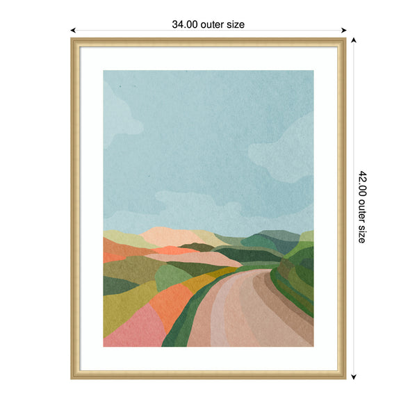 Kate & Laurel Framed Art Beautiful Landscape With Road By July Art Prints