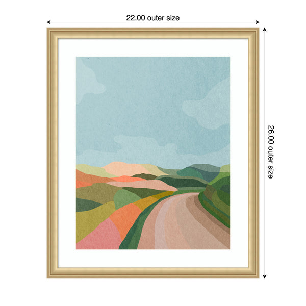 Kate & Laurel Framed Art Beautiful Landscape With Road By July Art Prints