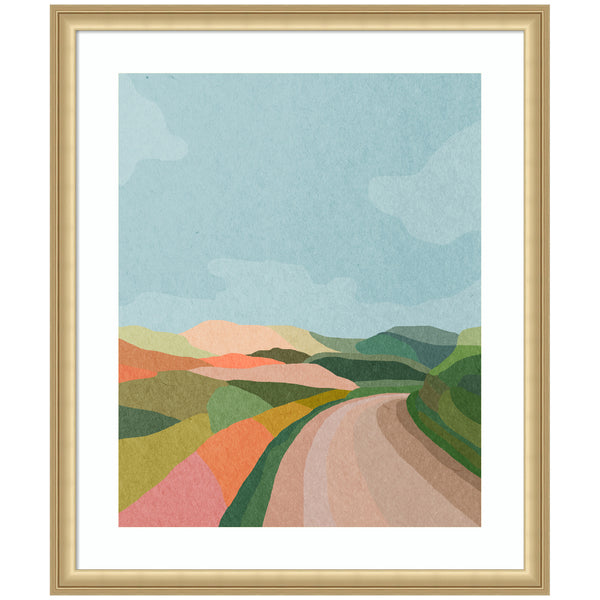 kate & laurel Framed Art Beautiful Landscape with Road by July Art Prints