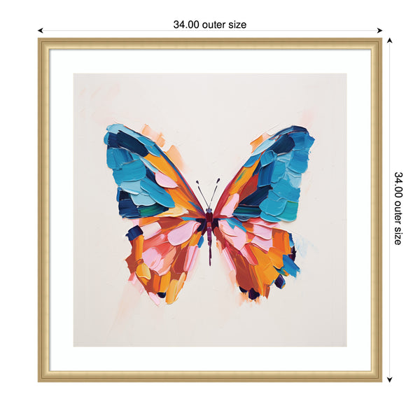 Kate & Laurel Framed Art Bold Colorful Brush Boho Butterfly By The Creative Bunch Studio