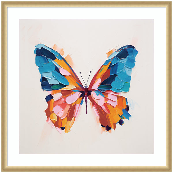 Kate & Laurel Framed Art Bold Colorful Brush Boho Butterfly By The Creative Bunch Studio