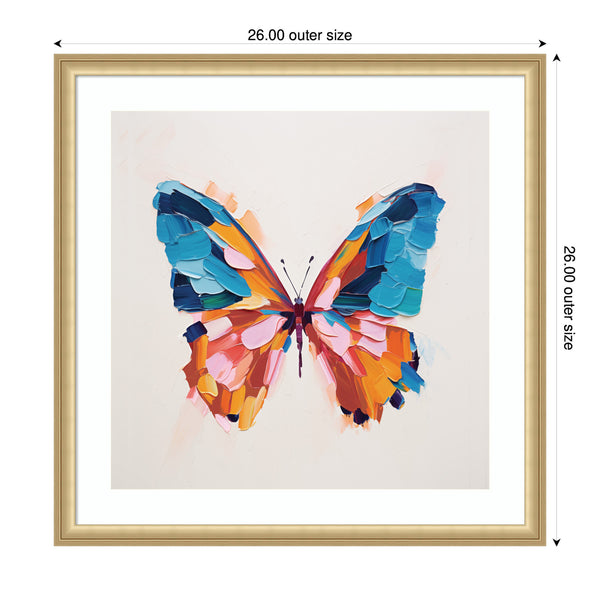 Kate & Laurel Framed Art Bold Colorful Brush Boho Butterfly By The Creative Bunch Studio