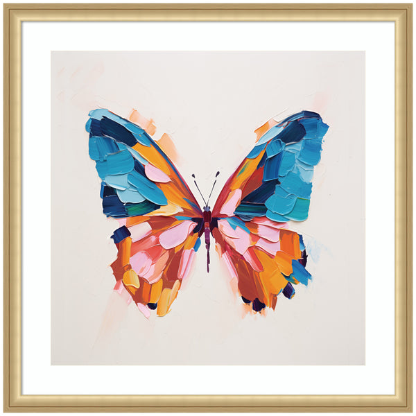 kate & laurel Framed Art Bold Colorful Brush Boho Butterfly by The Creative Bunch Studio