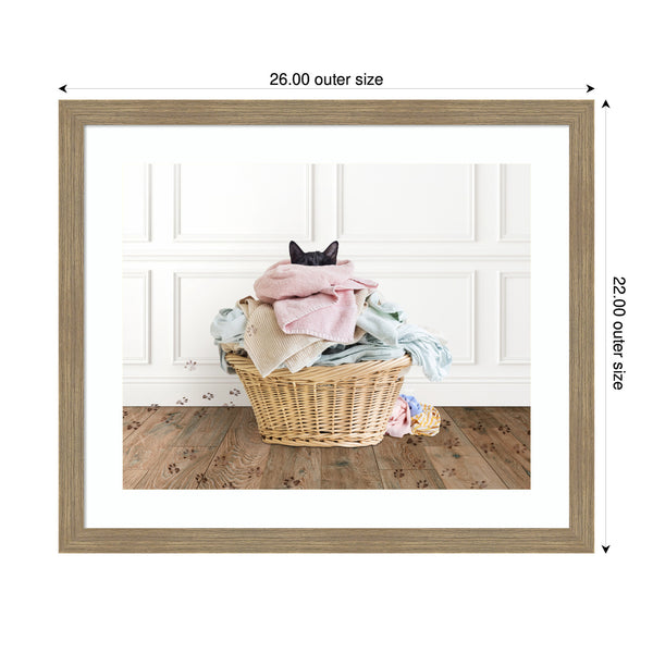 Kate & Laurel Framed Art Cat In A Basket Traditional Laundry By Amy Peterson