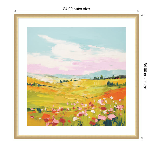 Kate & Laurel Framed Art Colorful Meadow Landscape By The Creative Bunch Studio
