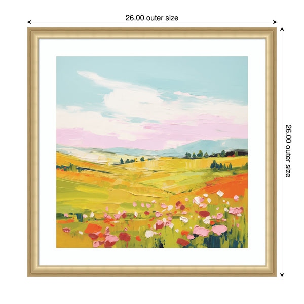 Kate & Laurel Framed Art Colorful Meadow Landscape By The Creative Bunch Studio
