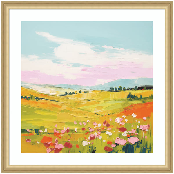 kate & laurel Framed Art Colorful Meadow Landscape by The Creative Bunch Studio