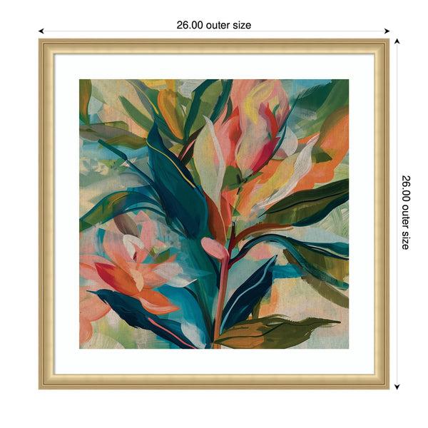 Kate & Laurel Framed Art Colorful Tropic Botanical Abstract Neutral Linen By The Creative Bunch Studio