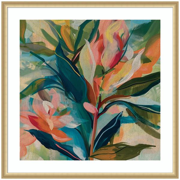 Kate & Laurel Framed Art Colorful Tropic Botanical Abstract Neutral Linen By The Creative Bunch Studio