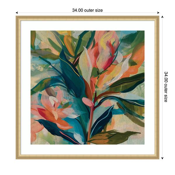 Kate & Laurel Framed Art Colorful Tropic Botanical Abstract Neutral Linen By The Creative Bunch Studio