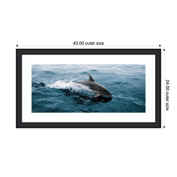 Kate & Laurel Framed Art Dolphin Skipping Along In The Ocean Panel By Michael Schauer