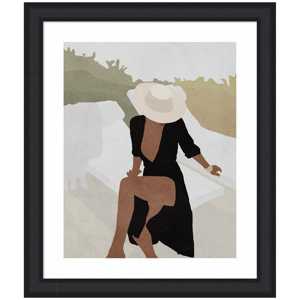 kate & laurel Framed Art Elegant Woman in Hat by July Art Prints