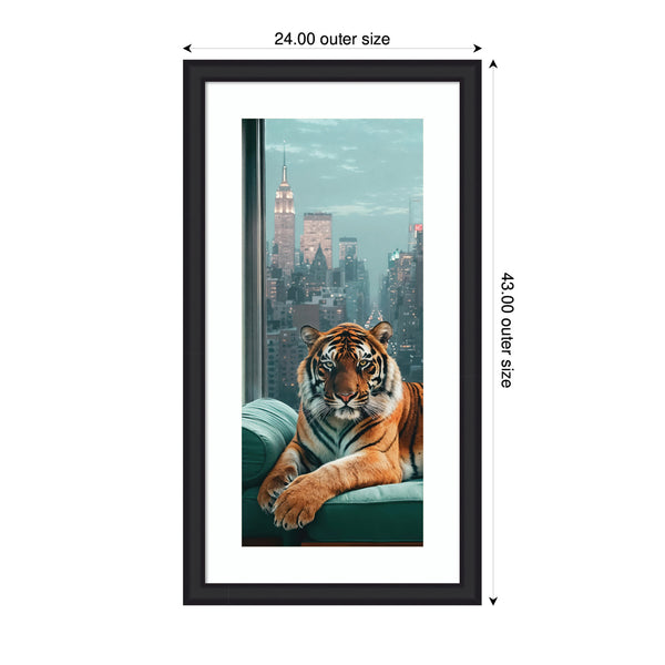 Kate & Laurel Framed Art Graceful Tiger In New York Panel By Michael Schauer