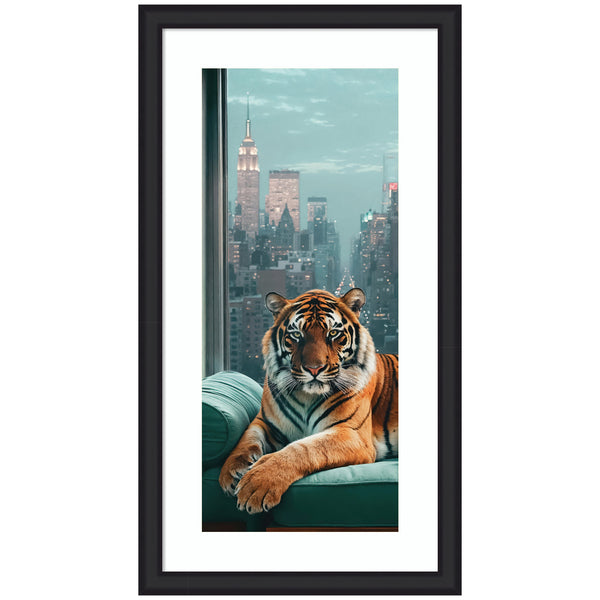 kate & laurel Framed Art Graceful Tiger in New York Panel by Michael Schauer