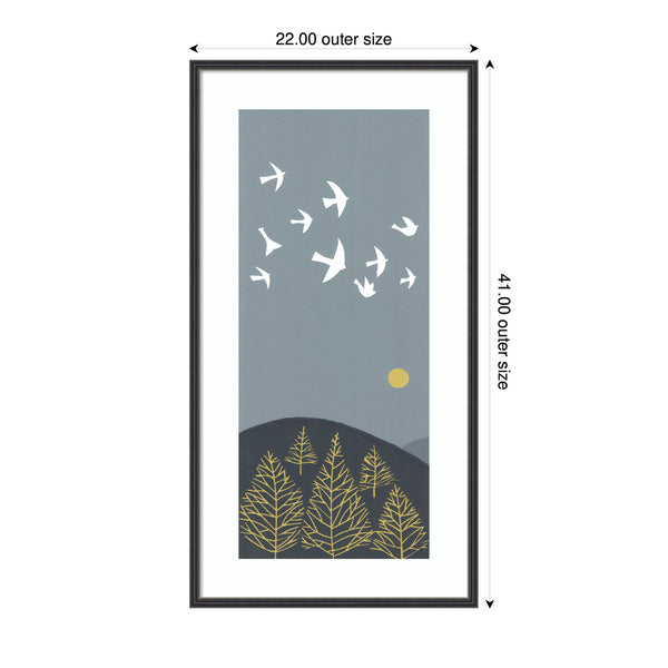 Kate & Laurel Framed Art Hilltop Flight Linocut Bird By Giuliana Lazzerini