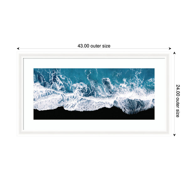 Kate & Laurel Framed Art Minimalist Ocean Waves On The Black Beach In Iceland Panel By Michael Schauer