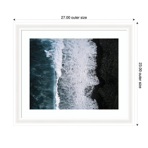 Kate & Laurel Framed Art Ocean Waves On The Black Beach In Iceland By Michael Schauer