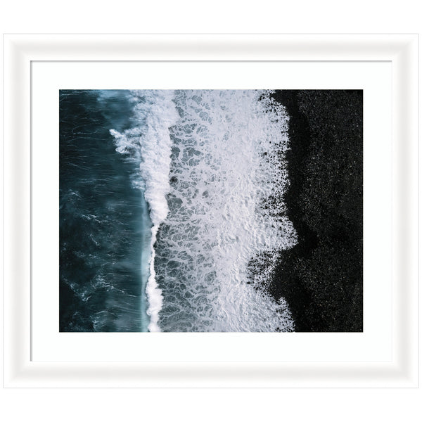 kate & laurel Framed Art Ocean Waves on the Black Beach in Iceland by Michael Schauer