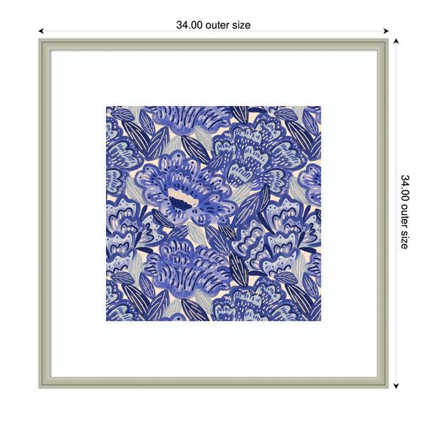 Kate & Laurel Framed Art Painted Flowers Blue By Carrie Cantwell