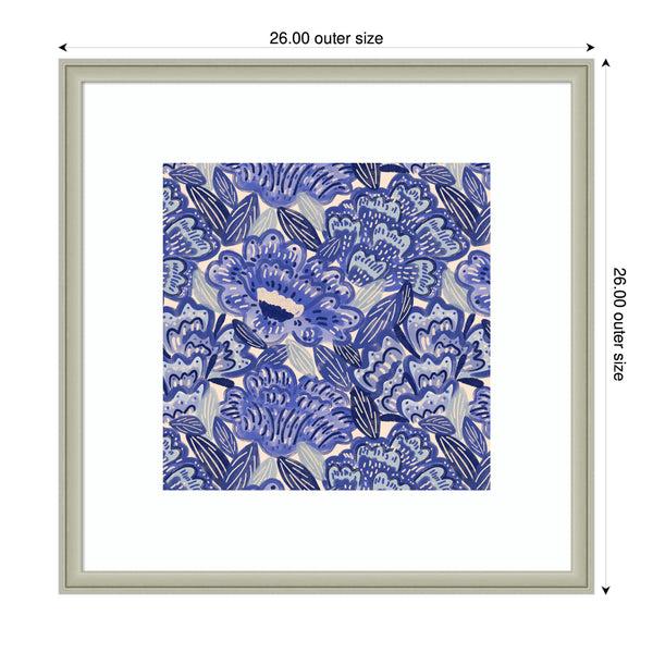 Kate & Laurel Framed Art Painted Flowers Blue By Carrie Cantwell