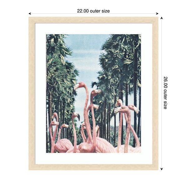 Kate & Laurel Framed Art Palm Trees And Flamingos By Sarah Eisenlohr
