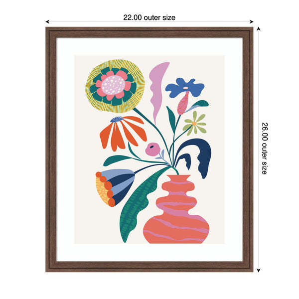 Kate & Laurel Framed Art Retro Whimsical Floral Vase By Rachel Lee