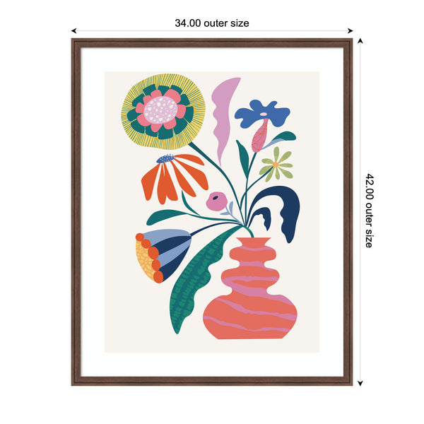 Kate & Laurel Framed Art Retro Whimsical Floral Vase By Rachel Lee