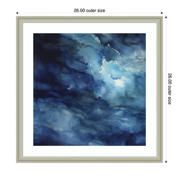 Kate & Laurel Framed Art Rich Blue Watery Abstract By The Creative Bunch Studio