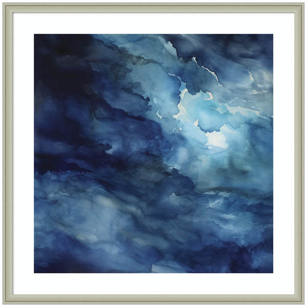 Kate & Laurel Framed Art Rich Blue Watery Abstract By The Creative Bunch Studio