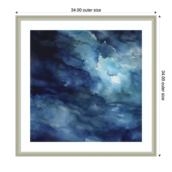 Kate & Laurel Framed Art Rich Blue Watery Abstract By The Creative Bunch Studio