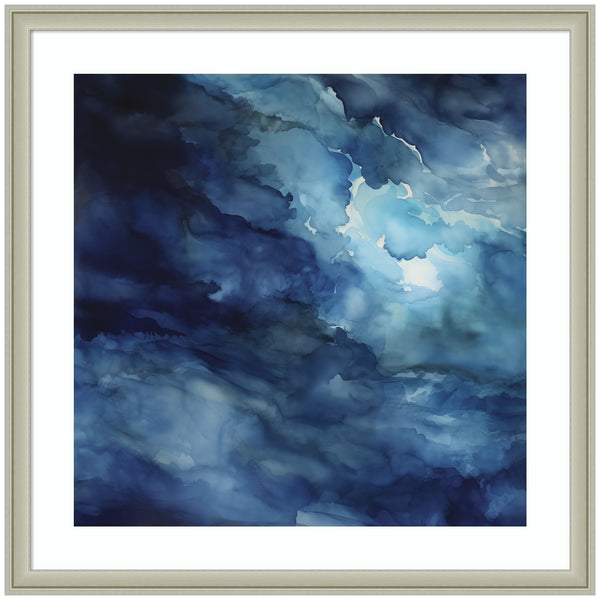 kate & laurel Framed Art Rich Blue Watery Abstract by The Creative Bunch Studio