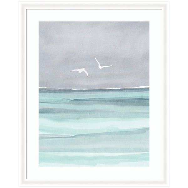 kate & laurel Framed Art Sea and Seagulls by Nikita Jariwala