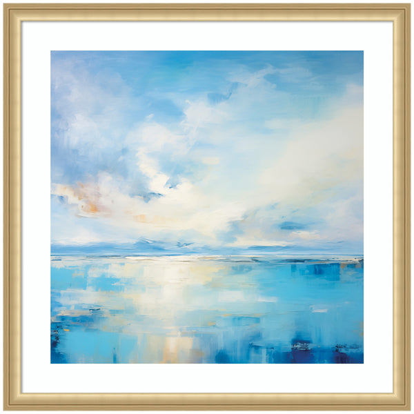 Kate & Laurel Framed Art Serene Coastal Waters Tranquil Landscape By The Creative Bunch Studio