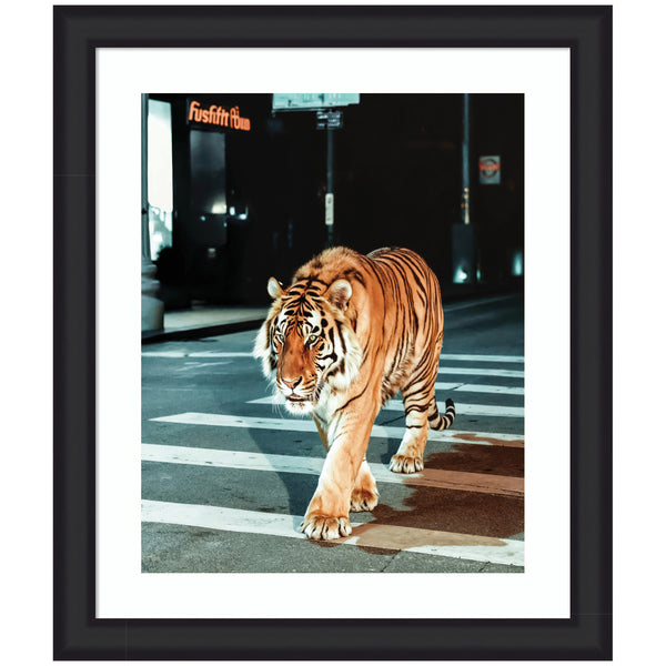 Kate & Laurel Framed Art Tiger In The City At Night 2 By Michael Schauer